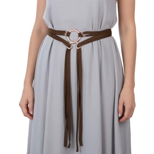 Xetpc Mittelalter Gürtel Damen – Langer Seilgürtel Wikinger-Troll-Kreuzgürtel für Frauen Ren Faire Gürtel Hexen Seilgürtel mittelalterliche Accessoires für Frauen (Braun)