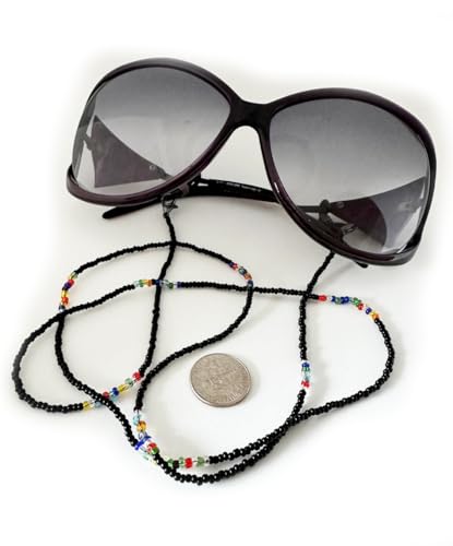 Eyeglasses Black Chain Healing Crystal Beaded Sunglasses Handmade Chains with colorful rainbow beads for Women