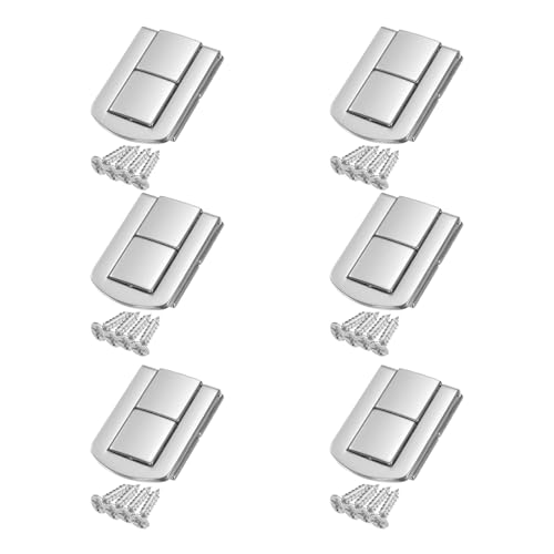 uxcell 6pcs Toggle Catch Lock, 1.7" x 1.3" Hasp Lock Latch Mini Hasp Clasp with Mounting Screws for Jewelry Box Gift Box Wooden Cabinet, Silver
