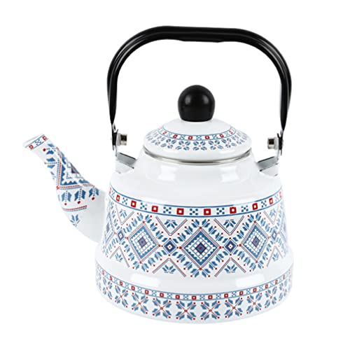 Cabilock 2. 5L Céramique Émaillé Théière en Acier Inoxydable Vintage Thé Bouilloire Ménage Hot Pot D' Bouillante pour Cuisine Cuisinière (Bleu)