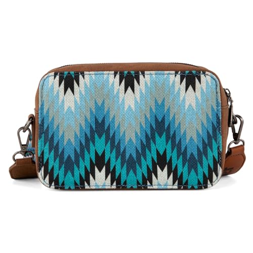 Image of Wrangler Aztec Crossbody Bag for Women Multi Pocket Shoulder Bag Boho Cross Body Wallet Purse