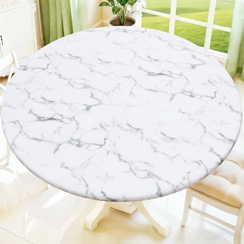 Moosfor Printed Spandex Round Tablecloth Fitted Table Cloth for 45-56 Table