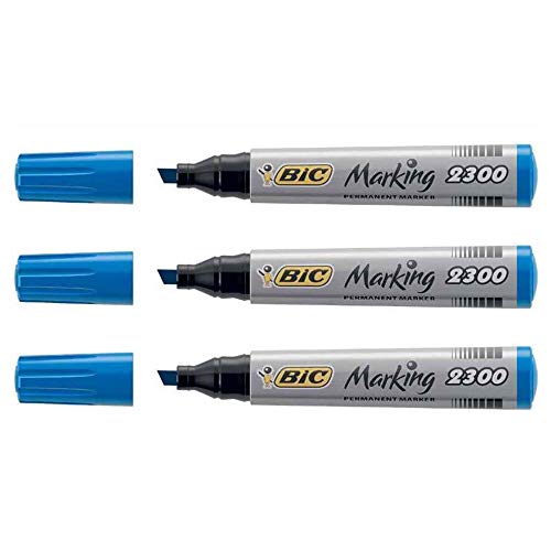 BIC 2300 Permanent Marker Chisel Tip - Blue (Pack of 3)