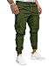 Produktbild SOMTHRON Herren Elastische Taille Gürtel Baumwolle Jogging Sweat Hosen Plus Size Mode Lange Sports Cargo Hosen Shorts mit Taschen Joggers Activewear Hosen, Green, XL