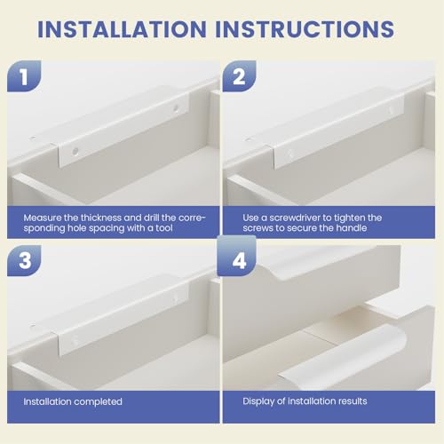 Image of Goldenwarm White Cabinet Handles 3 Inch 100 Pack, Finger Pulls for Cabinets, Edge Pull for Dresser Drawers, Aluminum Alloy, Modern Kitchen Hardware for Dresser Bathroom Closet and Cupboard