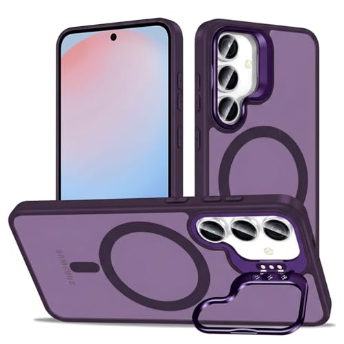 Image of DIZORO Samsung Galaxy S25 Case Compatible with Wireless Charging, with Camera Stand, Military Grade Drop Tested,Translucent Hard Back Soft Edge Back Cover Deep