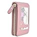 Qalvona Card Bag with, Mini Portable PU Wallet, Antimagnetic ID Card Holder, Lightweight - Durable Material, Large Capacity, Compact and Fashionable for Everyday Use (Pink)