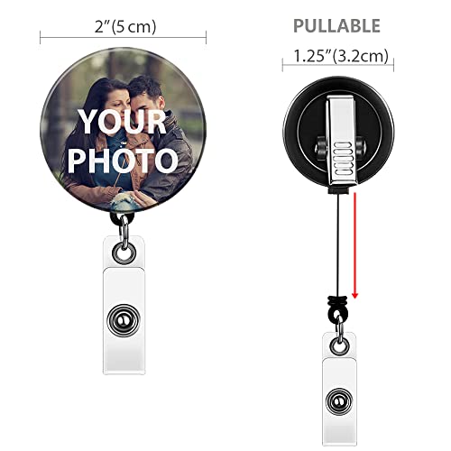 WIRESTER Round Extra Large 2 inch Personalized Retractable ID Badge Holder Alligator Clip, Custom Badge Reel with Your Photo for Office Worker, Medical MD RN, Nurse, Doctor, Teacher, Student - Thumbnail 4