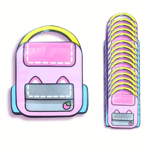 Image of The Cubby Cart Pack of 15 Backpack-Shaped Return Gift Pouches for Kids | Party Favor Bags for Birthday, Diwali, Rakhi, Kanjak | Goodie Bags (21x18cm) (Pink)