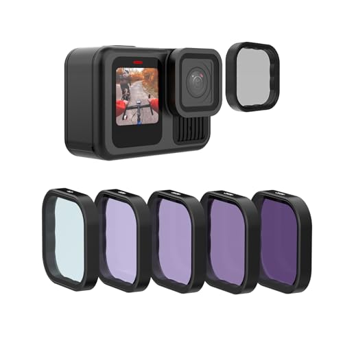 Image of TELESIN ND Filter Set 5-Pack CPL ND8 ND16 ND32 ND64 Compatible for GoPro Hero 13 Black, Neutral Density Polarizing Lens Filter Kit Lens Protector Multi-Coated HD Glass for GoPro 13 Accessories