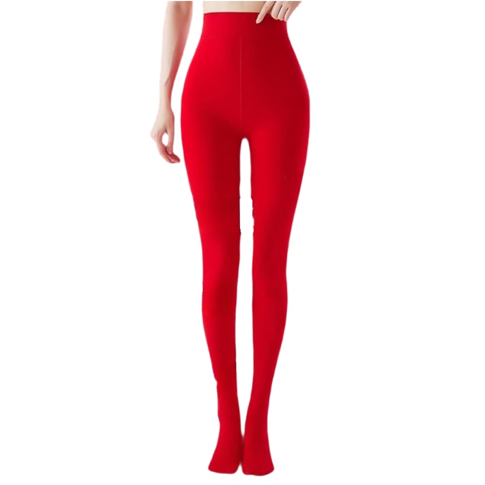 Collant Termici Donna Leggings Rossi per Le Donne in Primavera E Inverno più Dimensioni Pantaloni da Usura Esterna Addensati-calpestando I Miei Piedi-500 Grammi-Rosso
