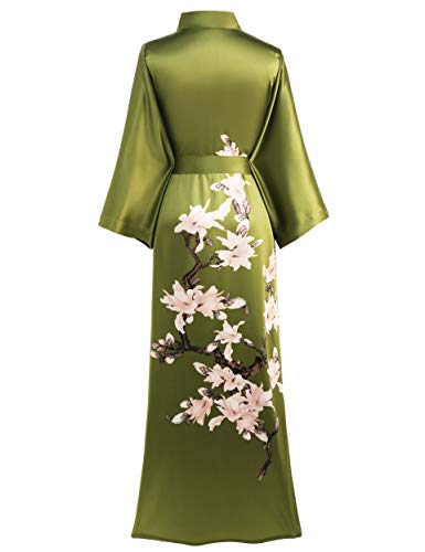 Image of BABEYOND Kimono Robe Cover up with Box Long Floral Satin Sleepwear Silky Bathrobe Bachelorette Robe
