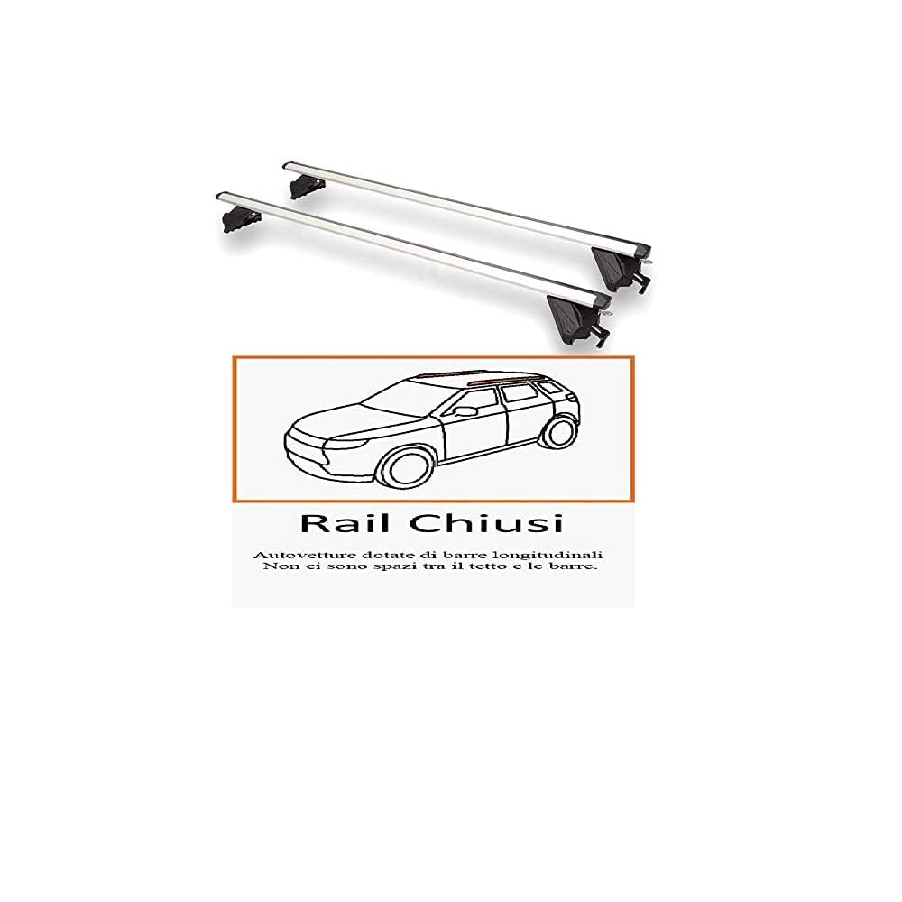 Barre Portatutto Portapacchi in Alluminio per Auto con Rails Integrati Mancorrenti chiusi (112 cm)