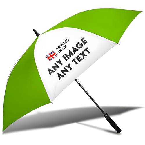 Parapluie personnalisé vert citron avec logo - L'équipement de pluie léger fait au Royaume-Uni