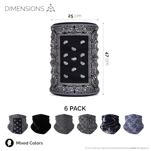 6 PCS Unisex Neck Warmer, Seamless Tube Balaclava, Face Cover, Cycling Mask, Ski Snood, Multifunctional Headwear, Neck Gaiter (Multicolor)4