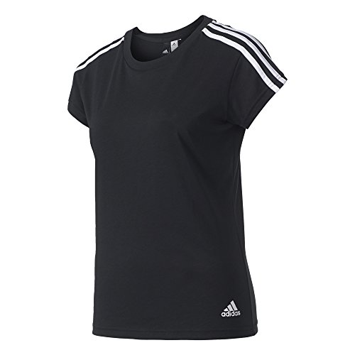 adidas Women's Essentials 3 Stripe Slim Tee - SS18 - Medium - Black