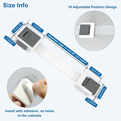 Cabinet Locks For Babies Aosite 6 Pack Child Safety Cabinet Locks Childproof Drawer Latches Baby Proof Straps Locks Adjustable Refrigerator Lock Door Lock For Furniture, Kitchen, Toilet, No Drilling #TOP3