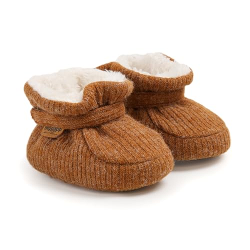Baby Boys Girls Thermal Cotton Booties Non Skid Soft Sock Boots Infant Slippers Newborn First Walker Crib Shoes Brown 13CM3
