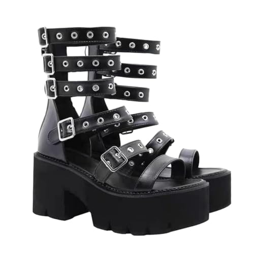 Sandales élégantes en cuir synthétique noir iplusmile chic