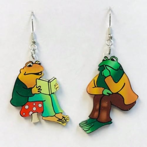 Frog Earrings For Women, Asymmetrical Think Animal Book Fun Unique Creative Animal Dangling Trendy Halloween Acrylic Gift Jewelry2
