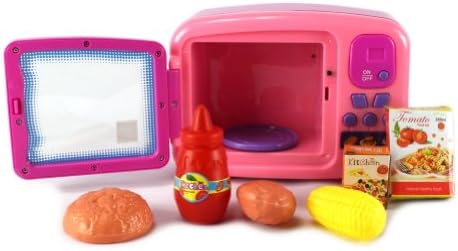 My Fun Microwave Children's Pretend Play Battery Operated Toy Microwave Set w/ Toy Food (Colors May Vary)
