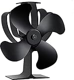 AAOBOSI Aobosi Stove Fan Heat Powered Fireplace Fan for Wood/Log Burner/Fireplace Save 20% Fuel Cost, Lower Starting Temperature (50℃)-4 Blades Black