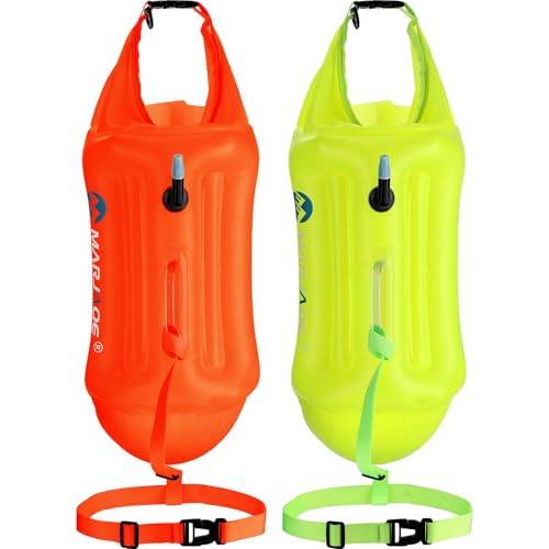 Soulchen 2 Pack Boya de Natación para Agua Abierta, Bolsa Impermeable de Almacenamiento Seco de Alta Visibilidad 20L con Protección a Prueba de Golpes y Asa de Descanso para Triatletas y Kayakistas