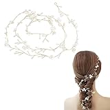ZHEJIA ヘッドドレス 花嫁 カチューシャ パール 小花 リーフ カチューシャ 花冠 手作り 花かんむり 髪飾り ヘアアクセサリー かわいい おしゃれ 結婚式 披露宴 パーティー 二次会 発表会 卒業式 撮影 入学式 成人式用 100cm*2cm