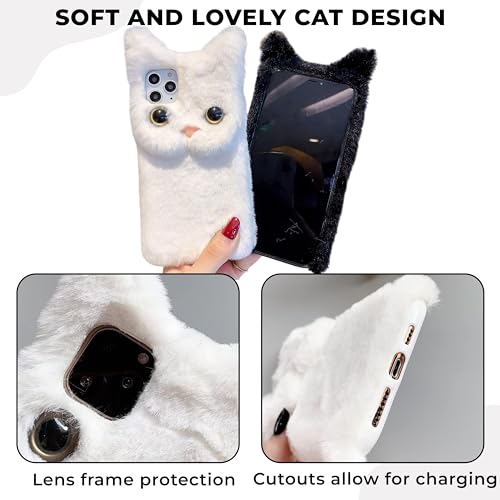 Image of Kraptick iPhone 16 Pro Case - Cute Animal Fur Design Phone Case - Thermoplastic Material Mobile Cover, Durable Protective Phone Cover, Stylish & Lightweight Apple Cover -(White)