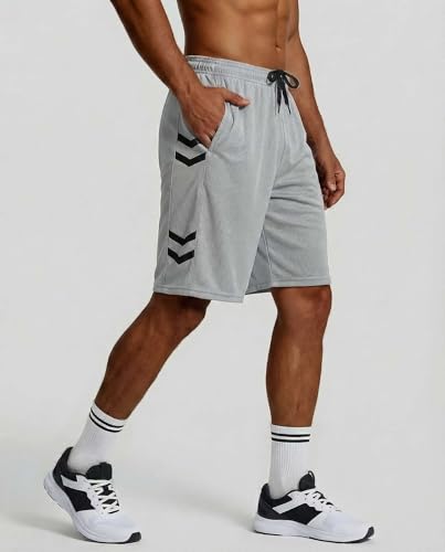 Image of Real Essentials 5 Pack: Men's 9 inch Mesh Shorts - Athletic Gym, Workout, Basketball, Running, Casual Lounge Activewear Pockets