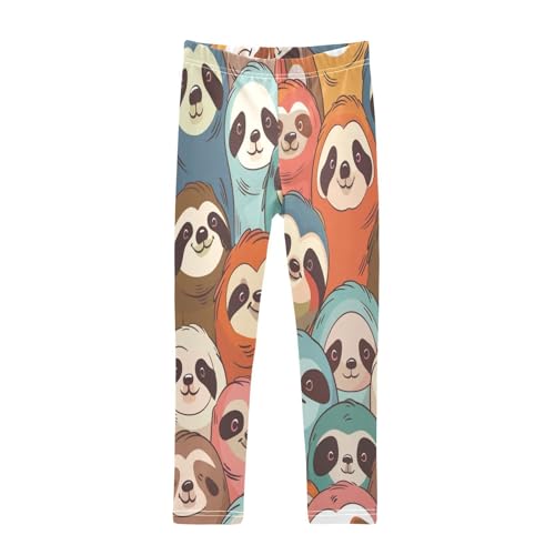 Toddler Girls Leggings Printed Yoga Pants Leggings Colorful Sloth Heads for Kids