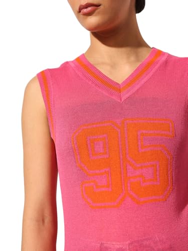 Image of ONLY Women's Knit Typography V-Neck T-Shirt