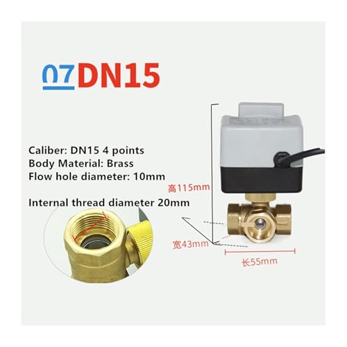 Válvula de bola motorizada de 2 vías DN15 y actuador de 3 cables CA 220V 6