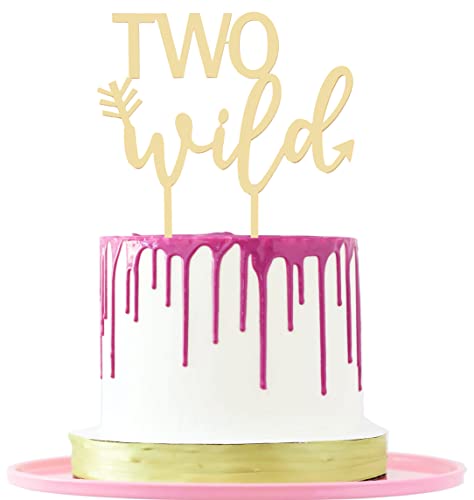 LOVENJOY Two Wild Cake Topper Gold Acrylic for Boy Girl