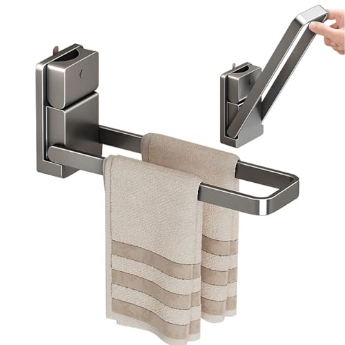Hand Towel Bar,Upgrade Self-Adhesive Kitchen Towel Holder Reduce Fall Off, Rustproof Fold-Down...