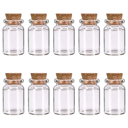 10 Pcs Small Glass Bottles with Cork Lids Mini Glass Bottles with Stoppers Empty Spell Jars Small Message Bottle Tiny Wishing Bottle Miniature Potion Bottles for DIY Crafts Decoration Wedding Party