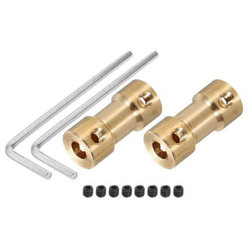 QUARKZMAN Wellenkupplung Verbinder mit Bohrung von 4mm-4mm Länge 20mm φ 9mm 2 Pcs Wellenkupplungen M3 Messingwellen Starre Kupplung für Auto Motorzubehör 3D-Drucker DIY-Roboter Kupferton