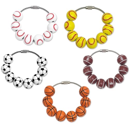 Sports Charms for Bogg Bag Insert - Decorative Baseball, Football, Basketball Charms for All Models - Wooden Beads Charm Set for Bogg Accessories4