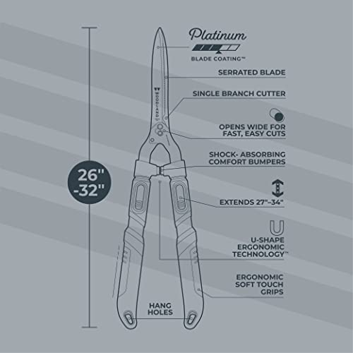 Woodland Tools Co. Heavy Duty Extendable 25"-32" Leveraction Hedge Shear, Gardening Hedge Clippers, Shrub Cutter, Plant Shears, Pruning Trimmer, Bush Shaper (20-4005-100) #TOP4