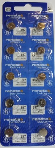 Renata 397 SR726SW Watch Cell Battery Swiss Made 1.55V - Pack of 10