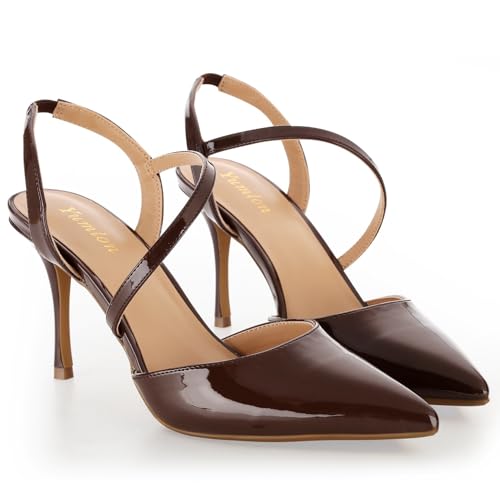 Closed Toe Slingback Heels Wedding High Stiletto Heel for Women 3.3 Inch Ankle Strap Pointed Toe Pumps Prom Dress Bride Shoes for Dinner Party Sexy2