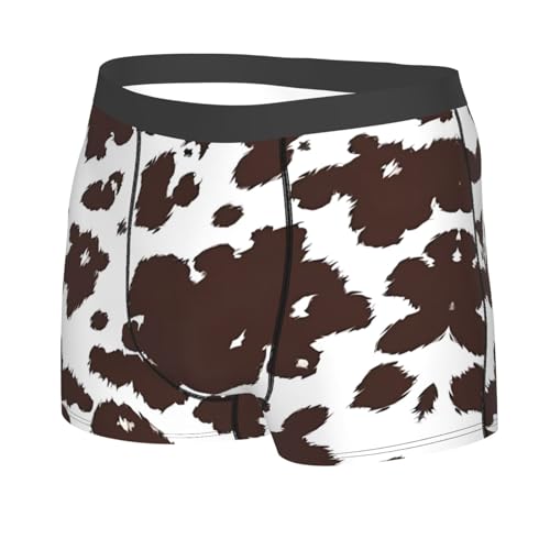 Brown Cow Print Men's Boxer Briefs Breathable Stretch Underwear Novelty Trunk Underwear Comfortable Gym Boxer Briefs2
