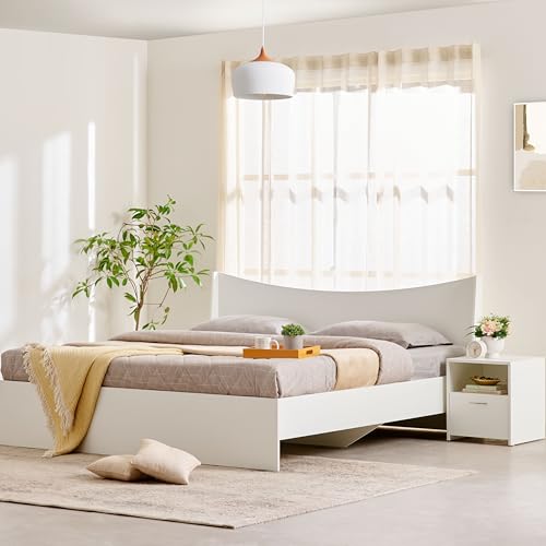 Image of Home Centre | Helios - Alton | Engineered Wood | Queen Beds | White | 1 Year Warranty
