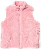 JESKIDS Girls' Sherpa Fleece Vest Outwear Lightweight Solid Color Cute Jacket with Pockets 2-11 Y...