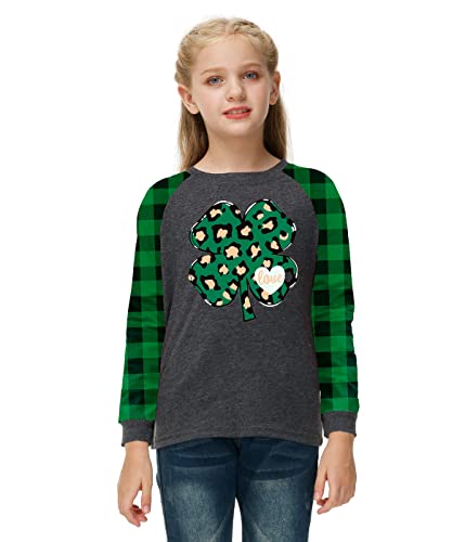 Image of Remimi Girls Thanksgiving Shirts Buffalo Plaid Raglan Tee Cute Turkey Holiday Party Long Sleeve Tshirt 5-14 Years