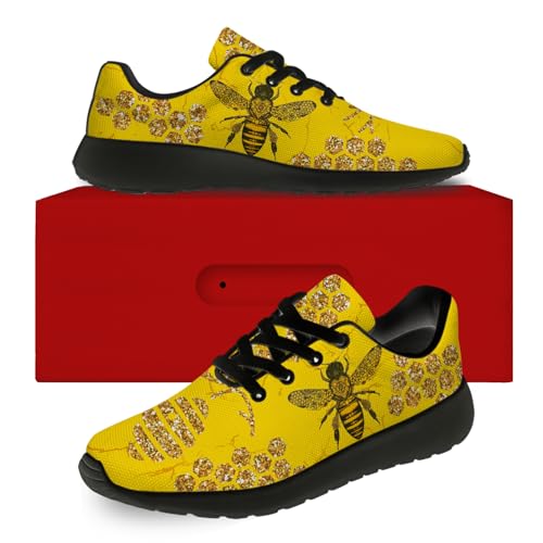 Novelty Bee Print Running Shoes for Men Women Lightweight Tennis Walking Sneakers Gifts for Him Her2