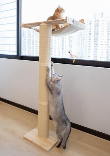 Upgraded Cat Window Perch with Scratching Post, 54.3