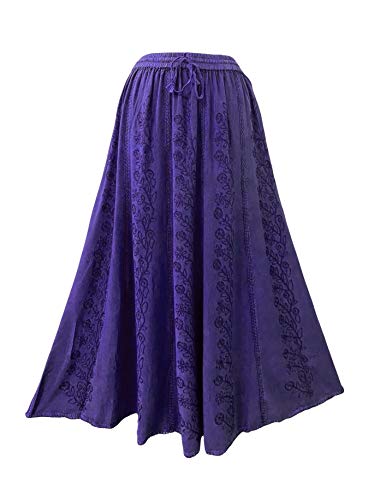 712 SK Gypsy Medieval Renaissance Embroidered Skirt [L/XL; Purple]