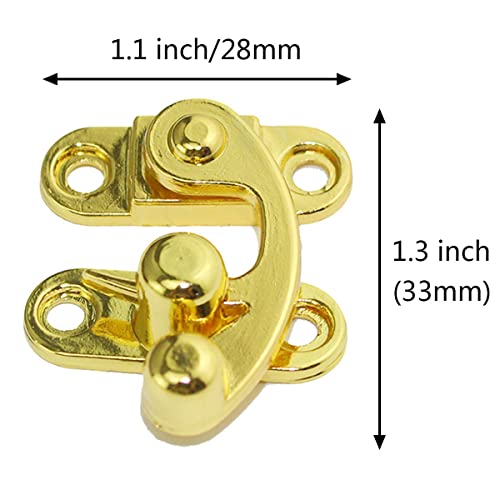Image of 4 PCs Vintage Hook Hasp Decorative Swing Lock Clasp Right Latch for Jewelry Box Gift Case Wooden Box (Gold)