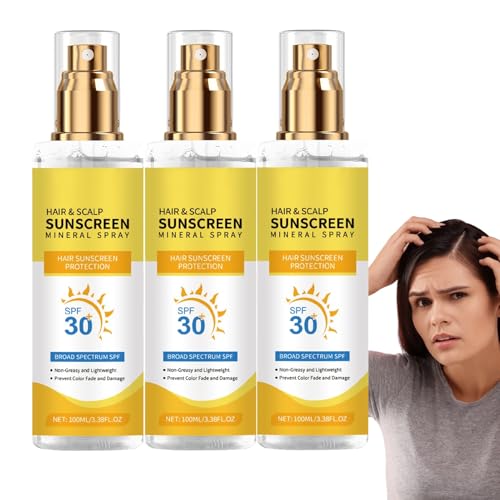 Protector Solar para el Cueros Cabelludo, Paquete de 3 Protectores Solares en Aerosol FPS 30 para Cueros Cabello, Brumas Mineral Protectora del Cueros Cabelludo Antisequedad, para Todo Tipo de Cabello